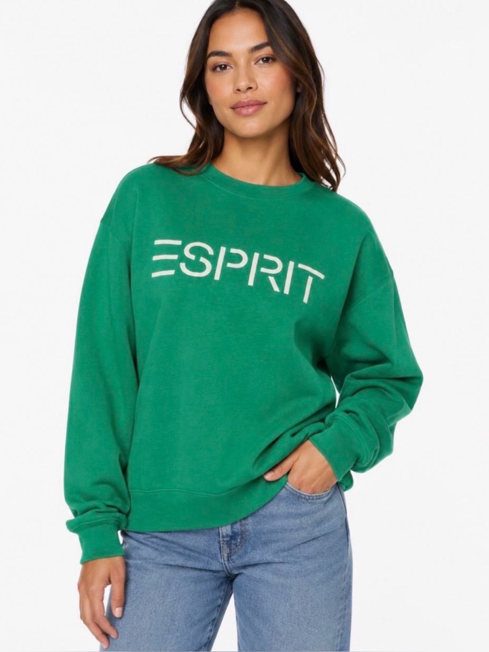 Esprit Costco Crewneck Sweatshirt Green Retro Logo NWT